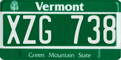 VT license plate XZG738