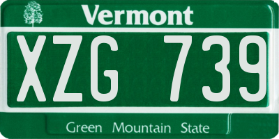 VT license plate XZG739