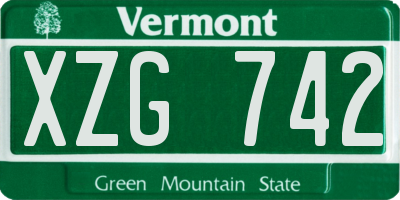 VT license plate XZG742