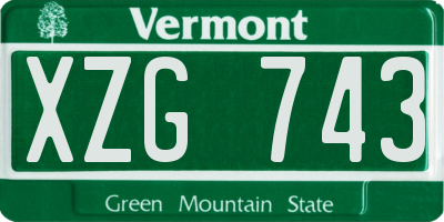 VT license plate XZG743