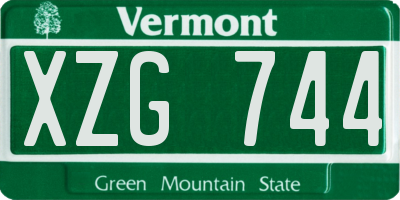 VT license plate XZG744