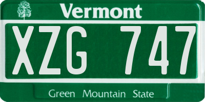 VT license plate XZG747