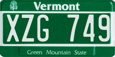 VT license plate XZG749