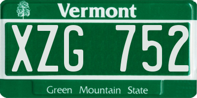 VT license plate XZG752