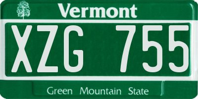 VT license plate XZG755