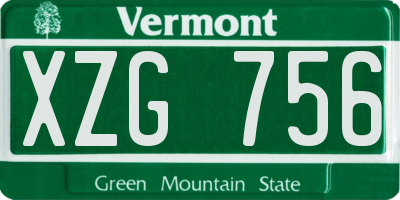 VT license plate XZG756