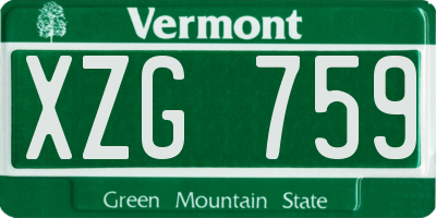 VT license plate XZG759