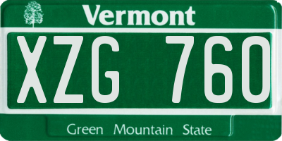 VT license plate XZG760