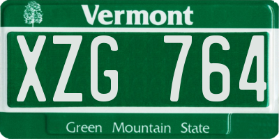 VT license plate XZG764