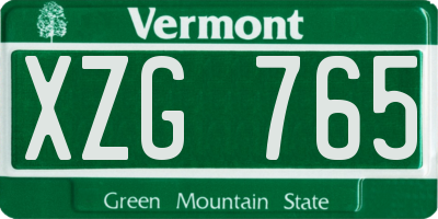 VT license plate XZG765