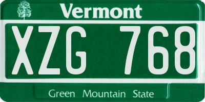 VT license plate XZG768