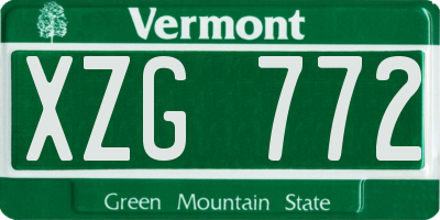 VT license plate XZG772