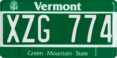 VT license plate XZG774