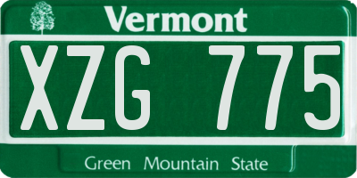 VT license plate XZG775