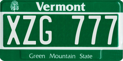 VT license plate XZG777