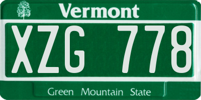 VT license plate XZG778