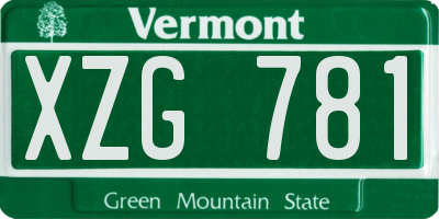 VT license plate XZG781