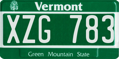 VT license plate XZG783