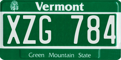 VT license plate XZG784