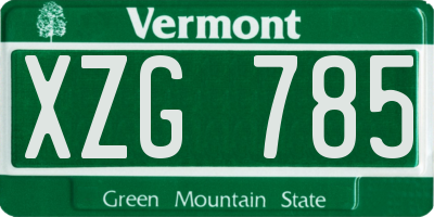 VT license plate XZG785