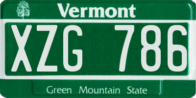 VT license plate XZG786