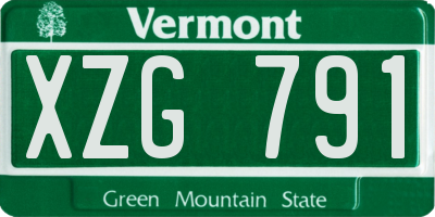 VT license plate XZG791