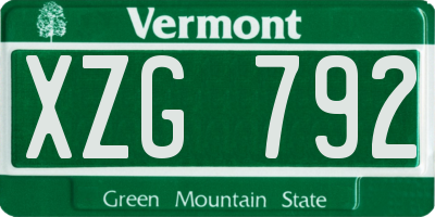 VT license plate XZG792