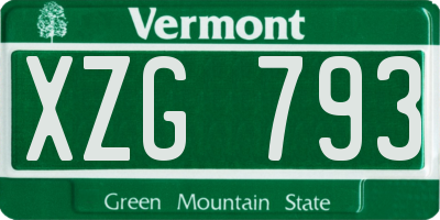 VT license plate XZG793