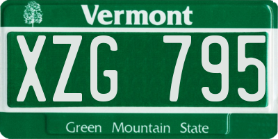 VT license plate XZG795