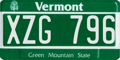VT license plate XZG796