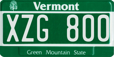 VT license plate XZG800