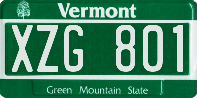 VT license plate XZG801