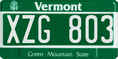 VT license plate XZG803