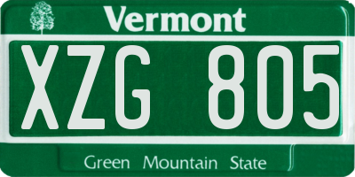 VT license plate XZG805