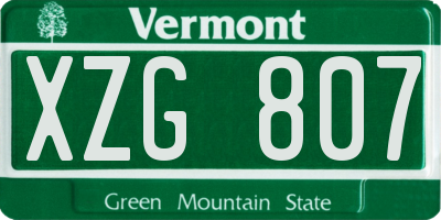 VT license plate XZG807