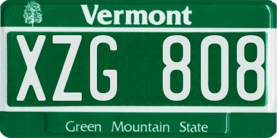 VT license plate XZG808