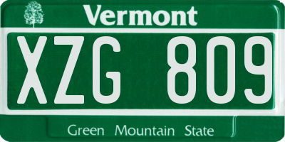 VT license plate XZG809