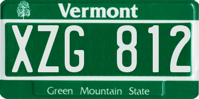 VT license plate XZG812