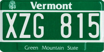 VT license plate XZG815