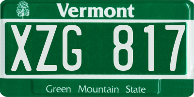 VT license plate XZG817