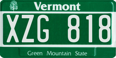 VT license plate XZG818