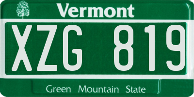 VT license plate XZG819