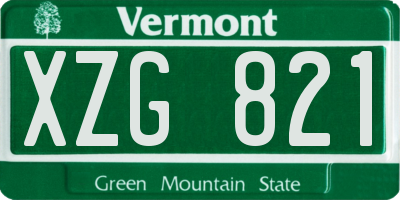 VT license plate XZG821