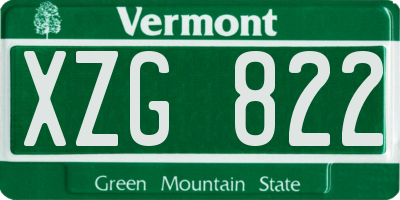 VT license plate XZG822