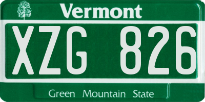 VT license plate XZG826