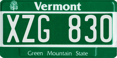 VT license plate XZG830