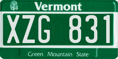 VT license plate XZG831