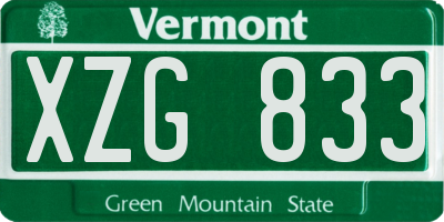 VT license plate XZG833