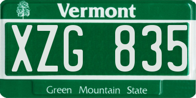 VT license plate XZG835