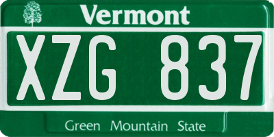 VT license plate XZG837